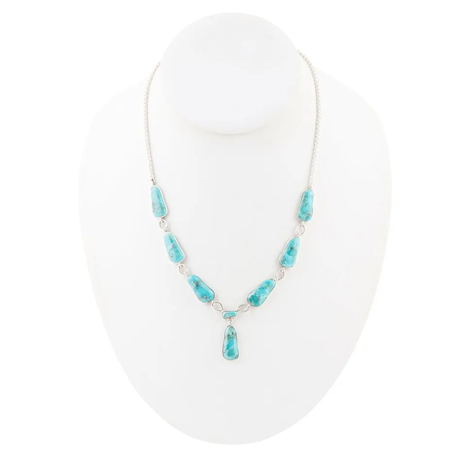Biwa Blue Turquoise and Silver Link Necklace sold by Barse product image thumbnail 4