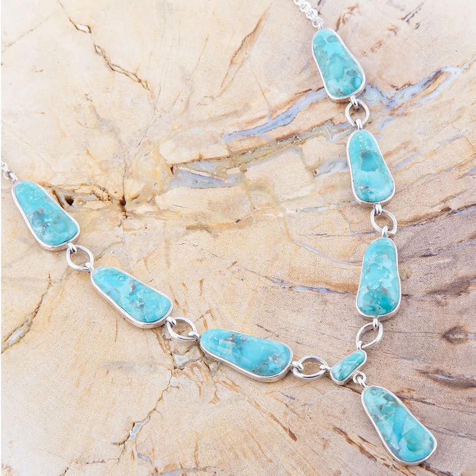 Biwa Blue Turquoise and Silver Link Necklace sold by Barse product image thumbnail 2