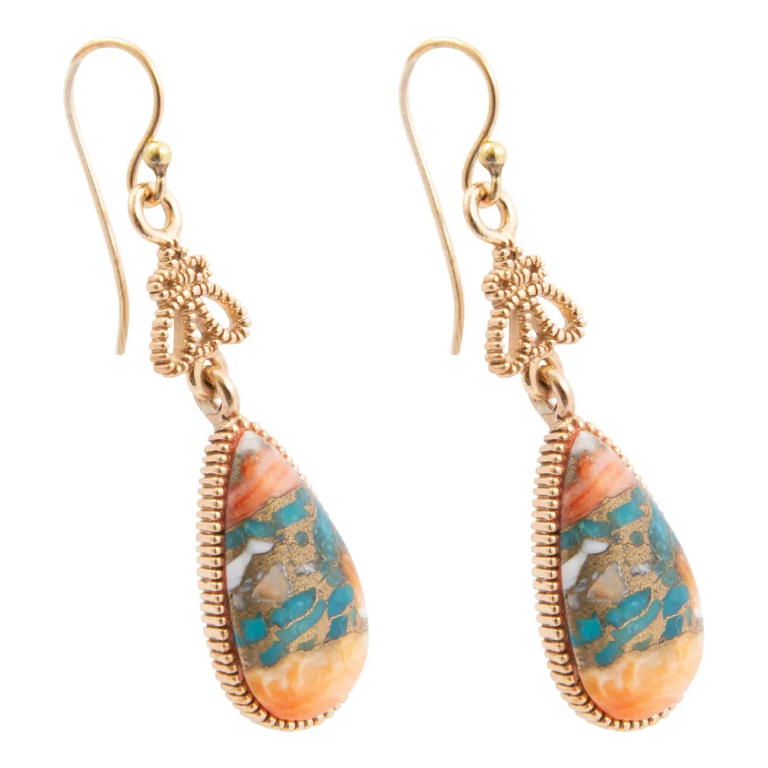 Roped Blue Turquoise Orange Shell Golden Drop Earrings sold by Barse product image thumbnail 4