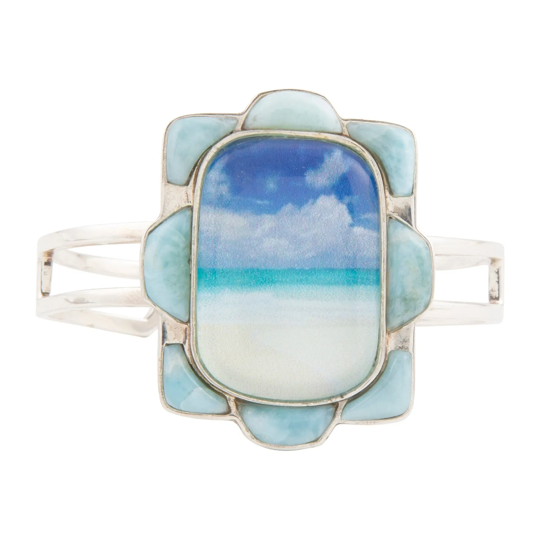 Scenic Beach Blue Larimar and Silver Cuff Bracelet sold by Barse