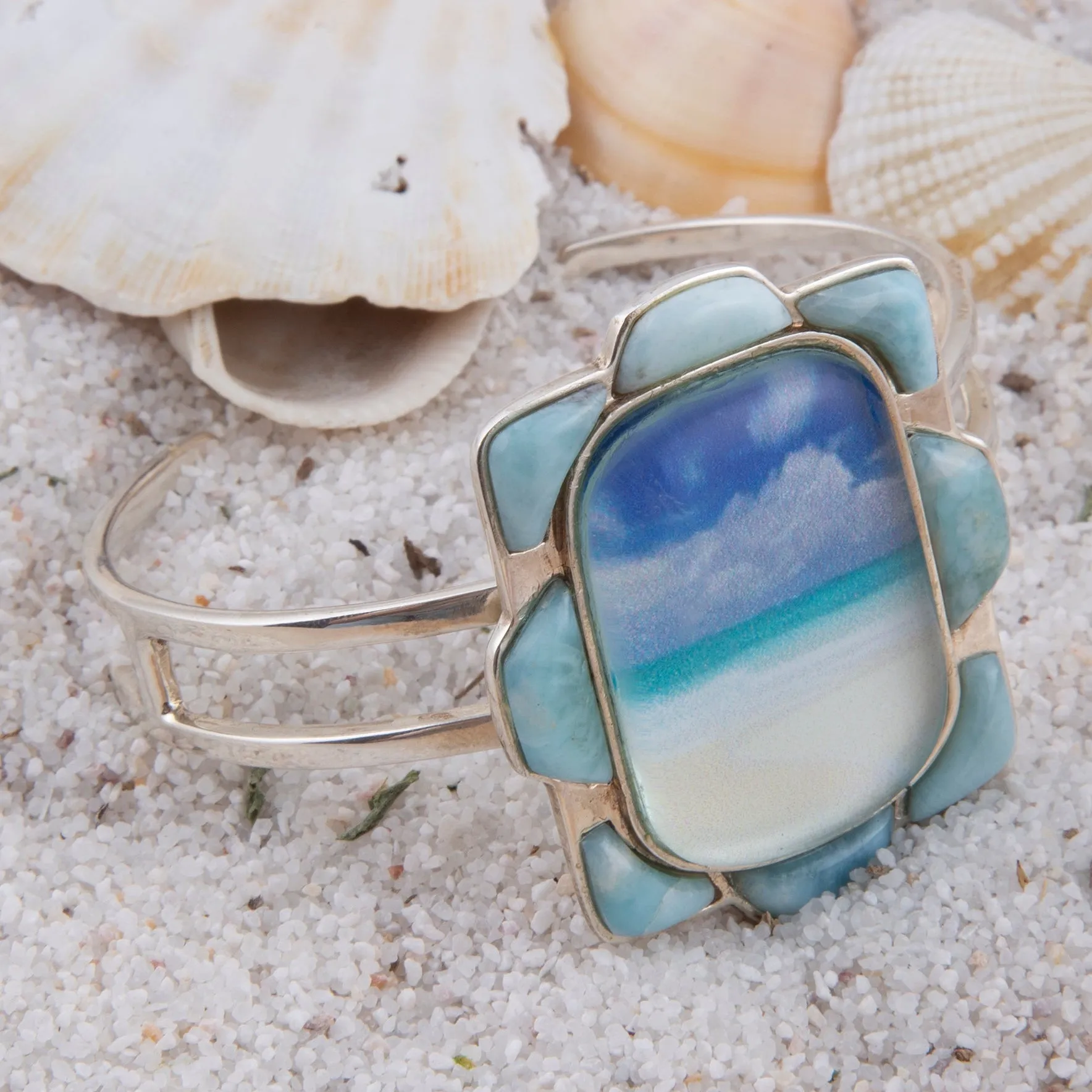 Scenic Beach Blue Larimar and Silver Cuff Bracelet sold by Barse product image thumbnail 3