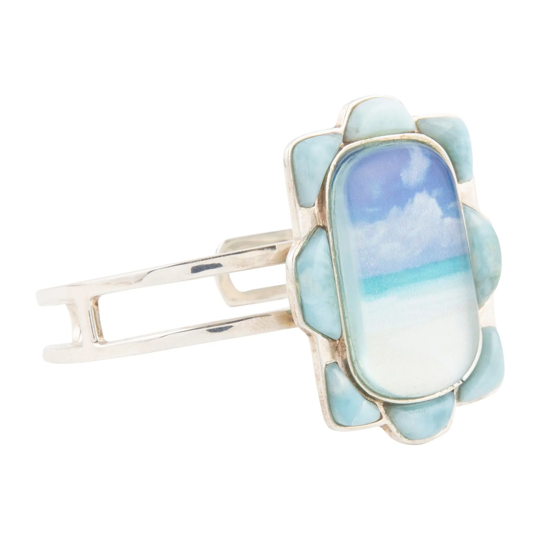 Scenic Beach Blue Larimar and Silver Cuff Bracelet sold by Barse product image thumbnail 4