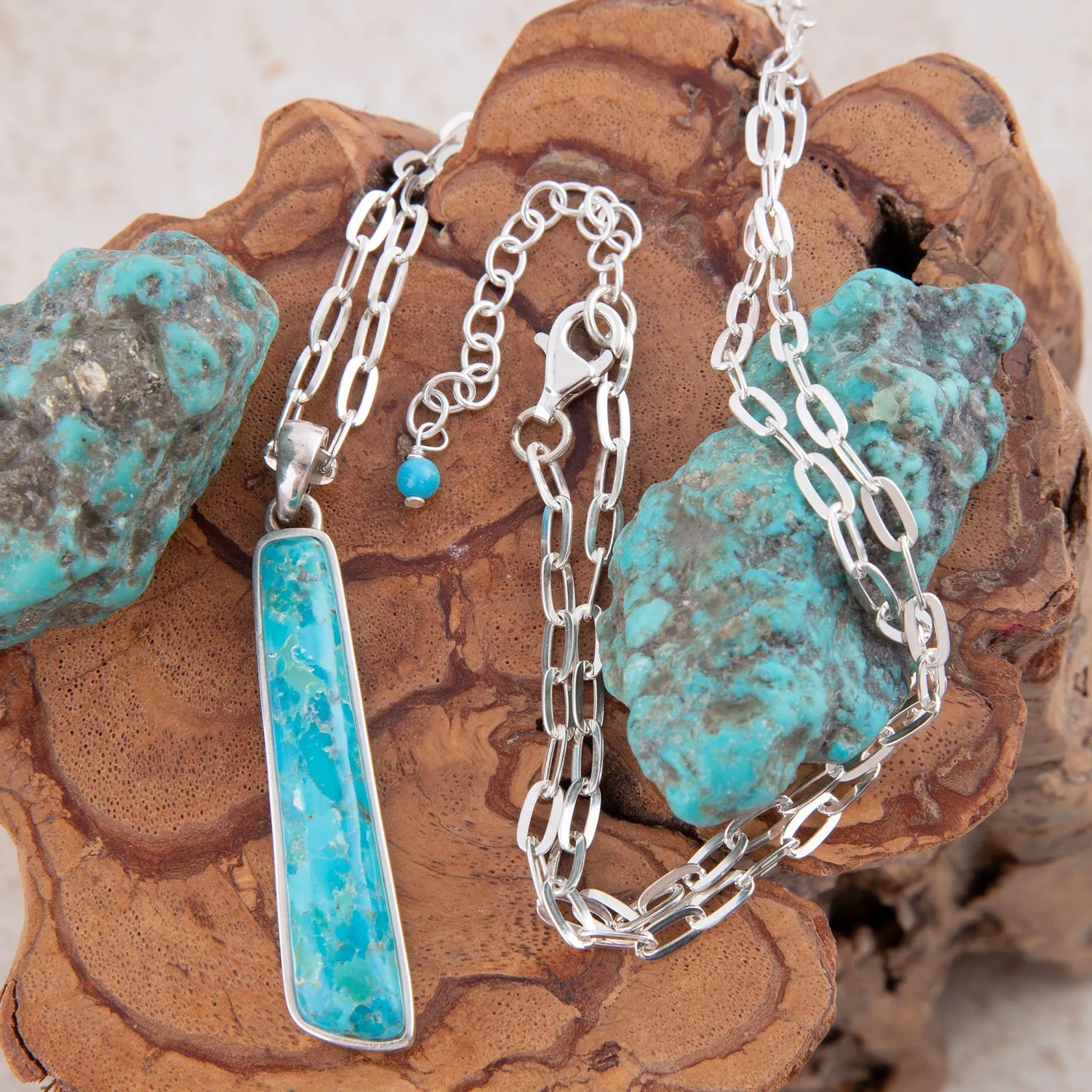 Pueblo Blue Turquoise and Silver Pendant Necklace sold by Barse product image thumbnail 3