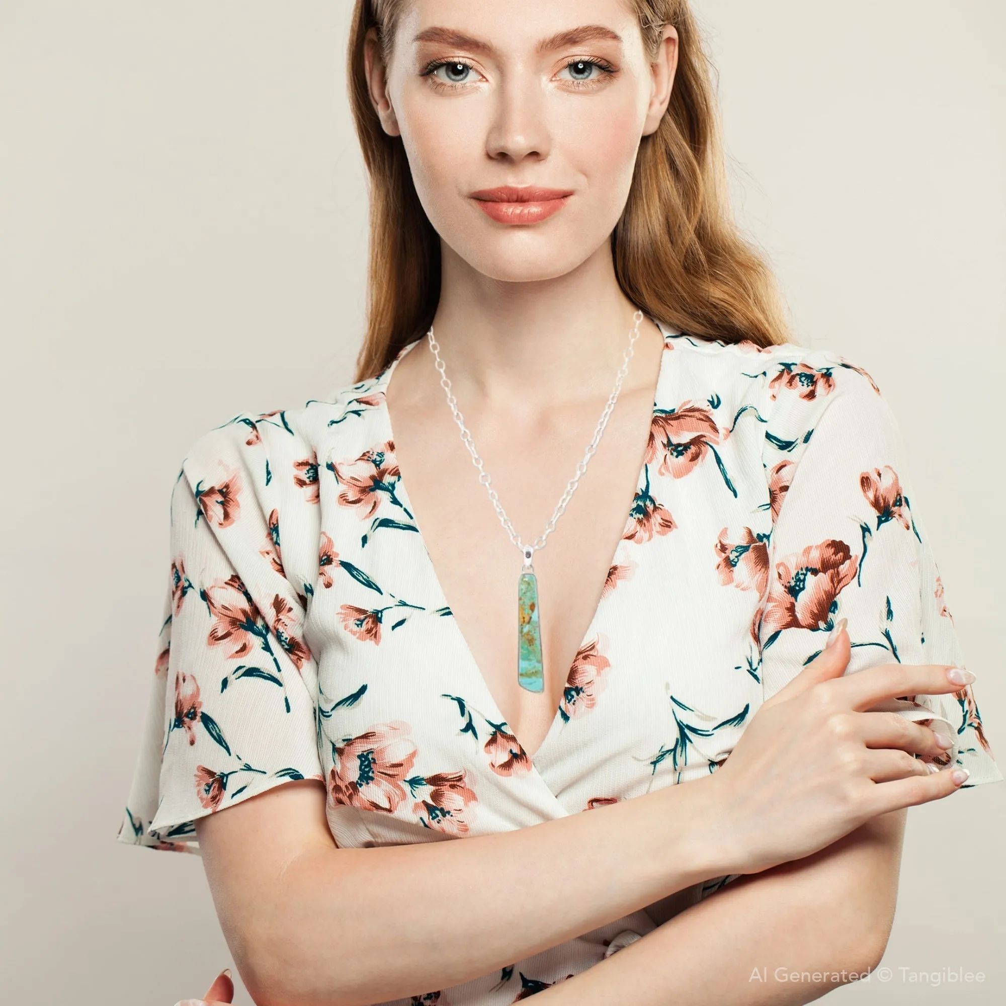 Pueblo Blue Turquoise and Silver Pendant Necklace sold by Barse product image thumbnail 2