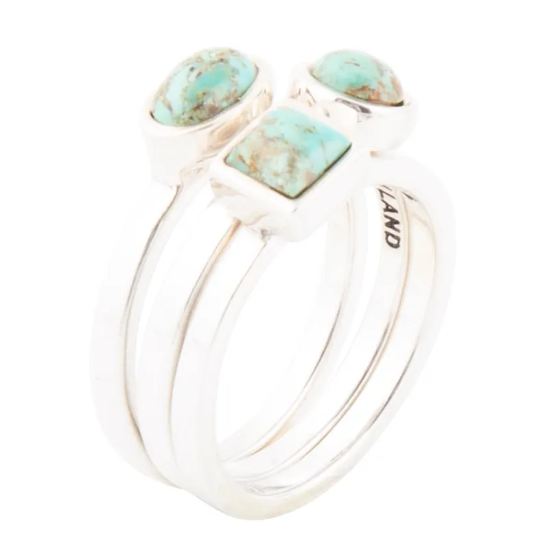 Silver Blue Turquoise Stackable Ring made by Barse