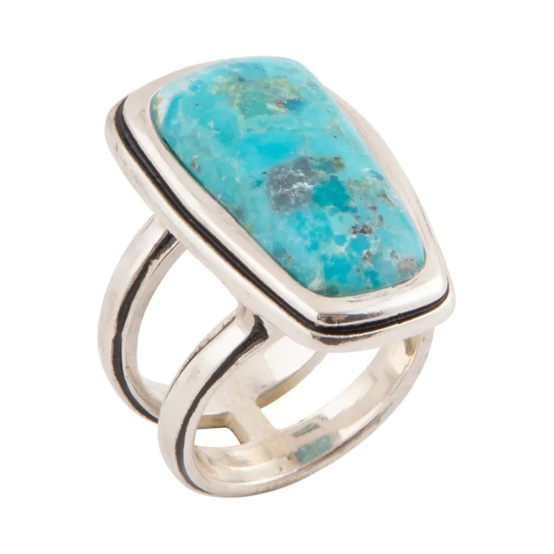 Art Blue Turquoise and Silver Statement Ring made by Barse