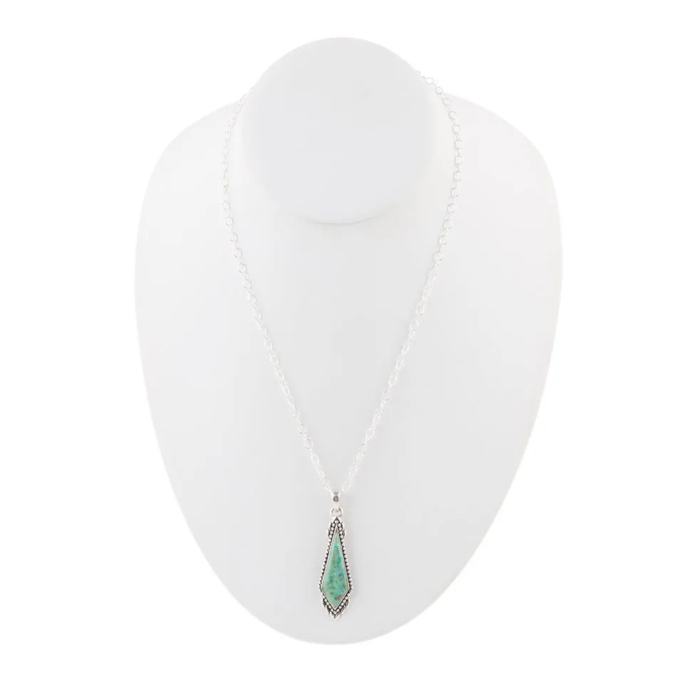 Anemone Long Diamond Blue Turquoise and Silver Necklace sold by Barse product image thumbnail 4