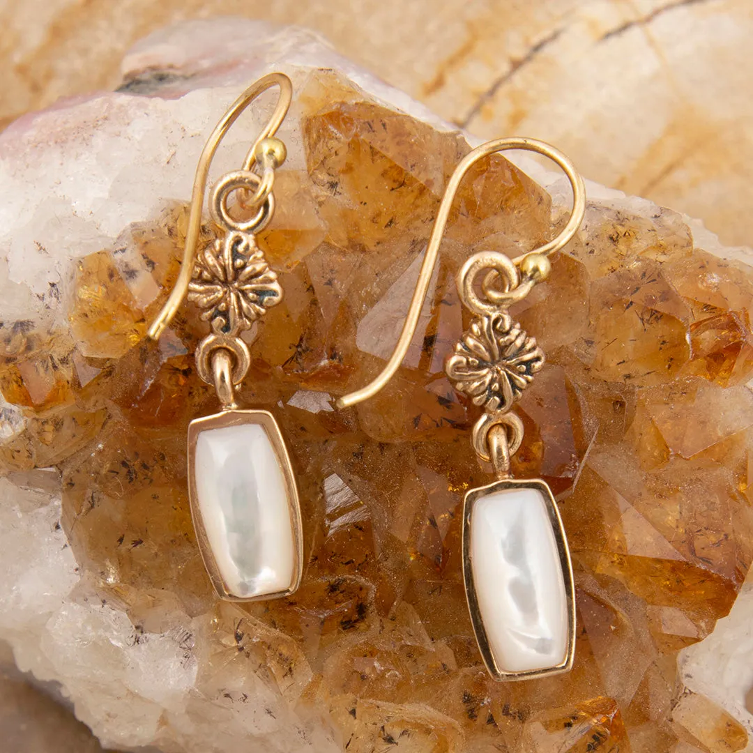 Regalia White Mother of Pearl Golden Drop Earrings sold by Barse product image thumbnail 3