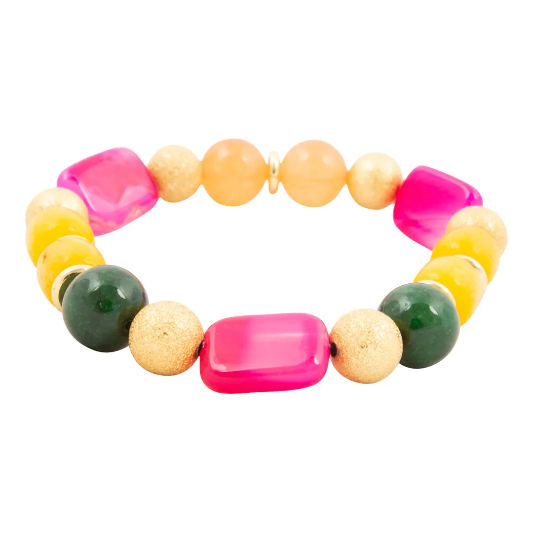Blossom Multistone Golden Beaded Stretch Bracelet sold by Barse