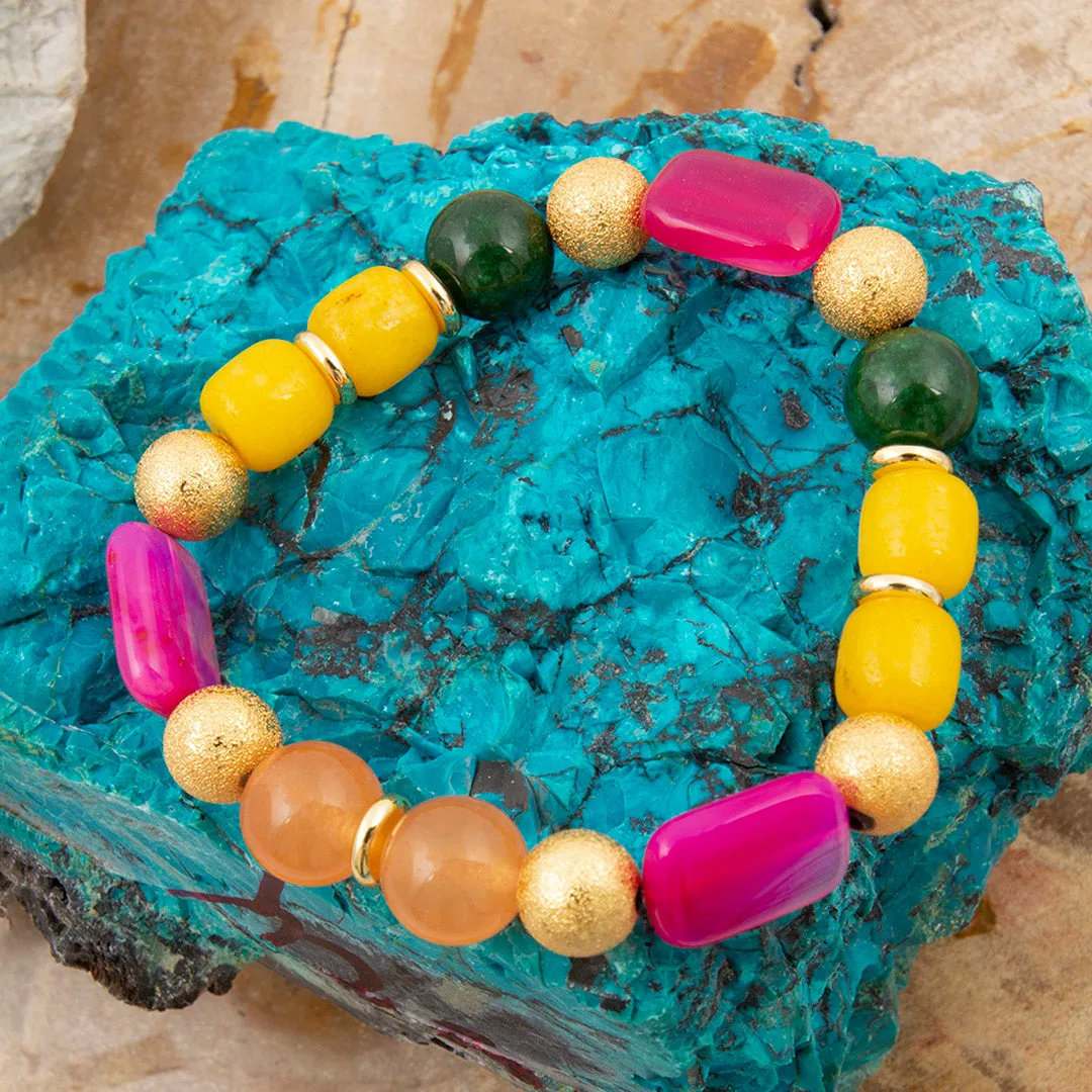 Blossom Multistone Golden Beaded Stretch Bracelet sold by Barse product image thumbnail 3