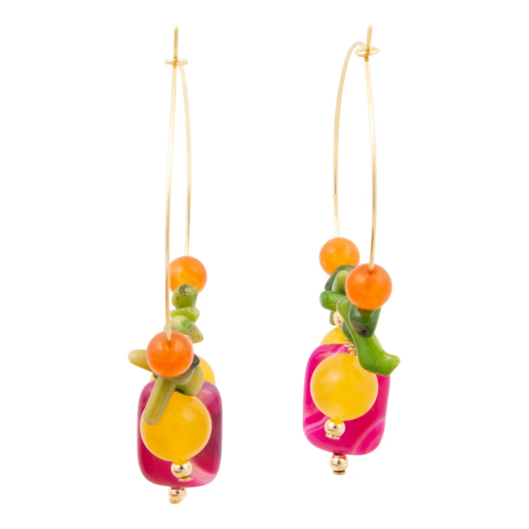 Blossom Multistone Golden Hoop Earrings sold by Barse product image thumbnail 4