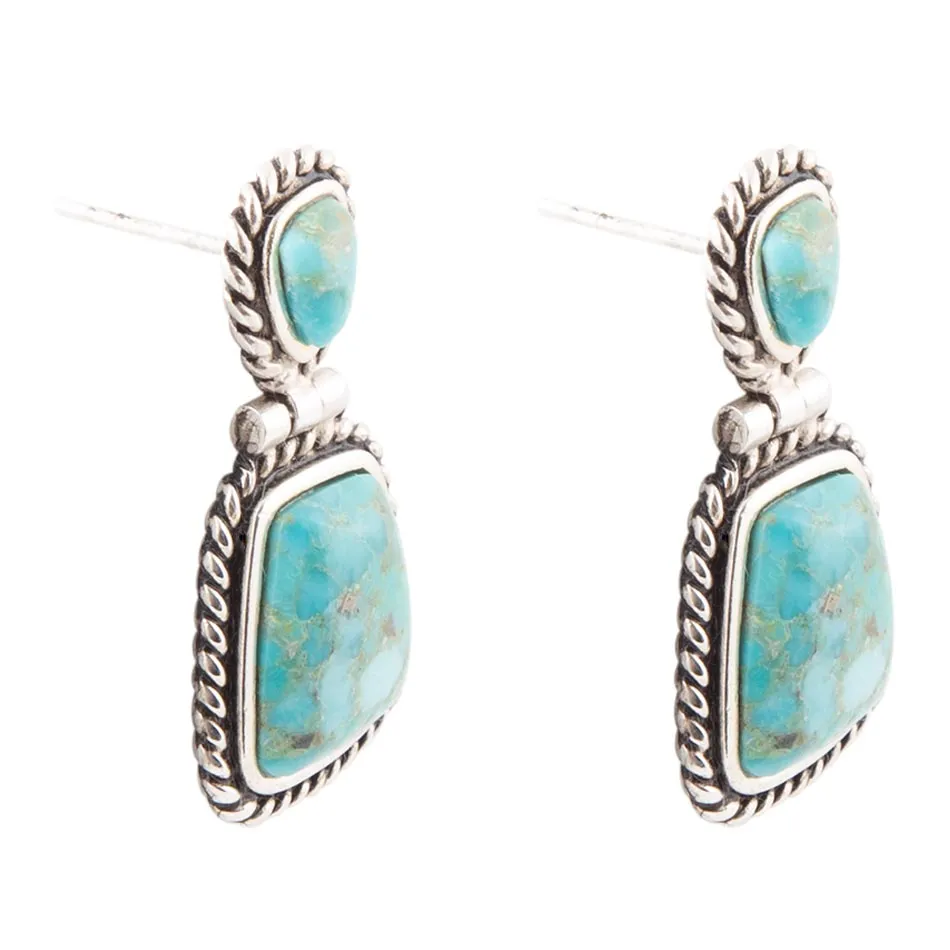 Arizona Blue Turquoise and Silver Roped Earrings sold by Barse product image thumbnail 3