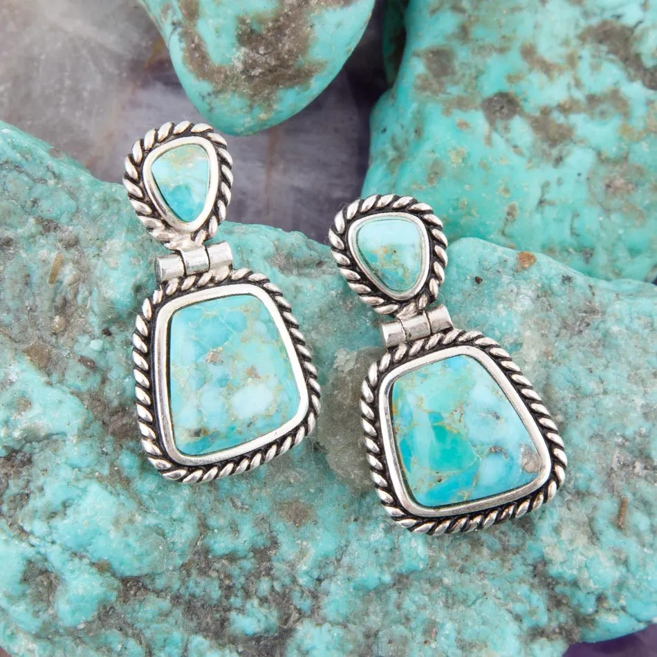 Arizona Blue Turquoise and Silver Roped Earrings sold by Barse product image thumbnail 2