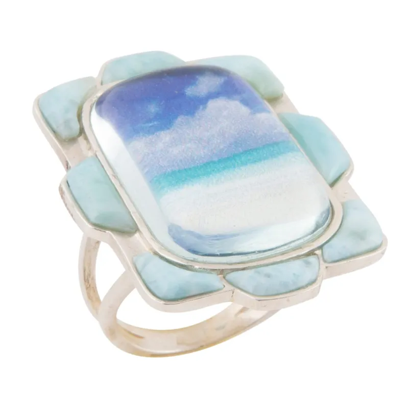 Scenic Beach Blue Larimar and Silver Ring made by Barse