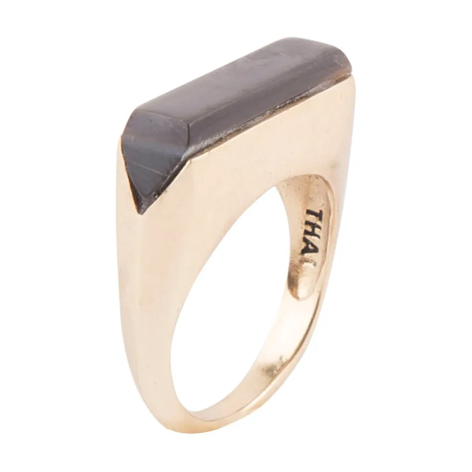 Linear Ring - Black Mother of Pearl sold by Barse