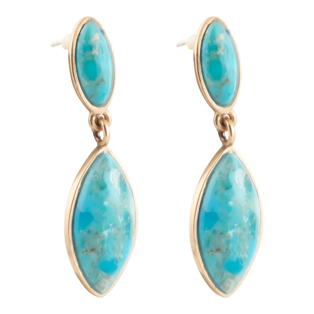 Champion Blue Turquoise Golden Drop Earrings sold by Barse product image thumbnail 4
