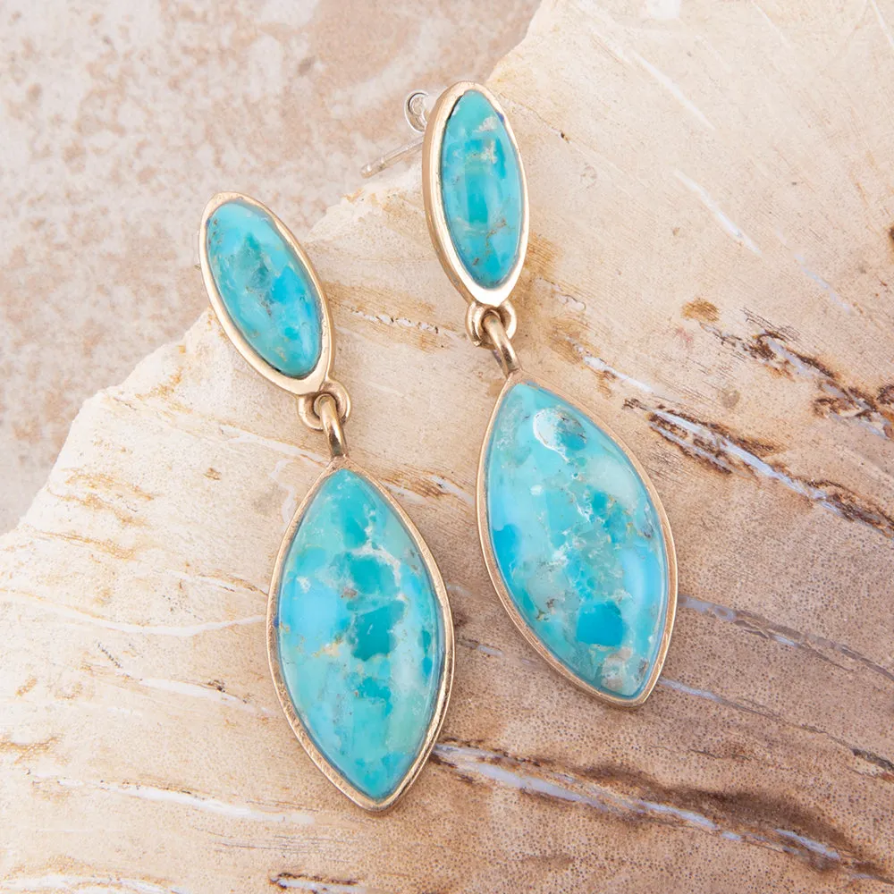 Champion Blue Turquoise Golden Drop Earrings sold by Barse product image thumbnail 2
