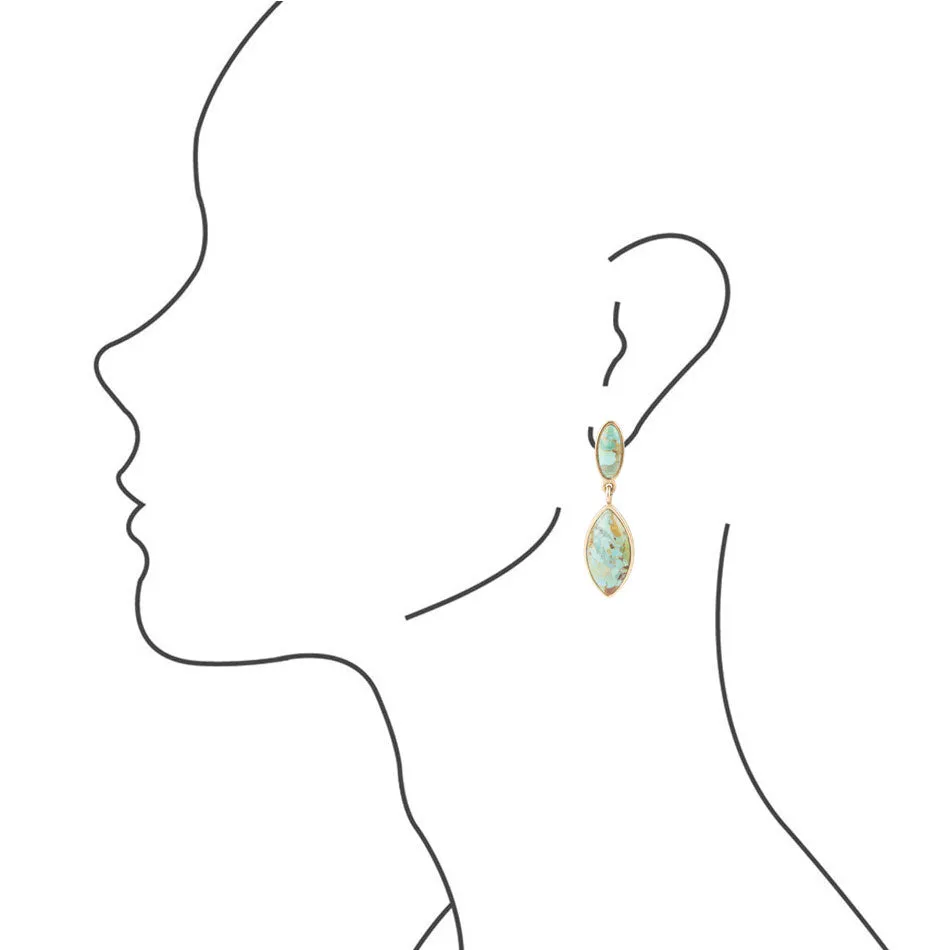 Champion Blue Turquoise Golden Drop Earrings sold by Barse product image thumbnail 3