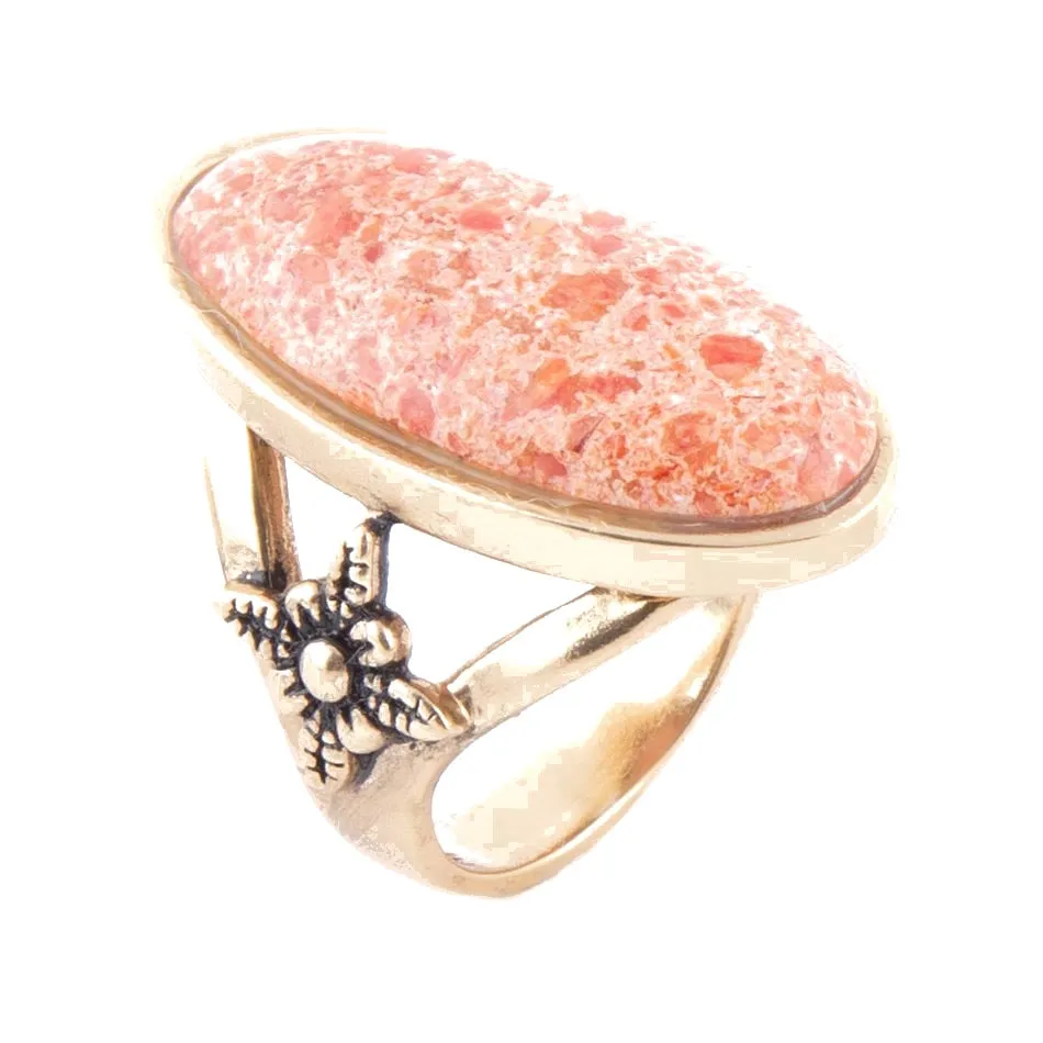 Lucent Orange Sponge Coral Golden Statement Ring sold by Barse product image thumbnail 3