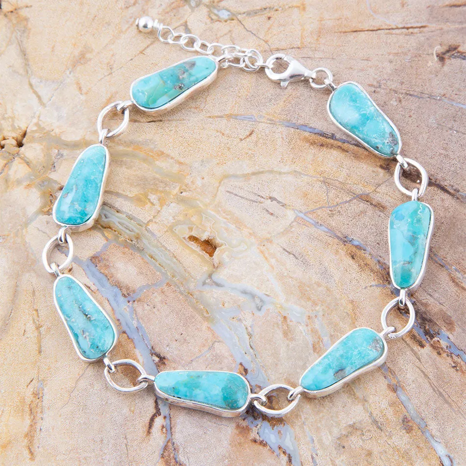 Biwa Blue Turquoise Silver Link Bracelet sold by Barse product image thumbnail 2