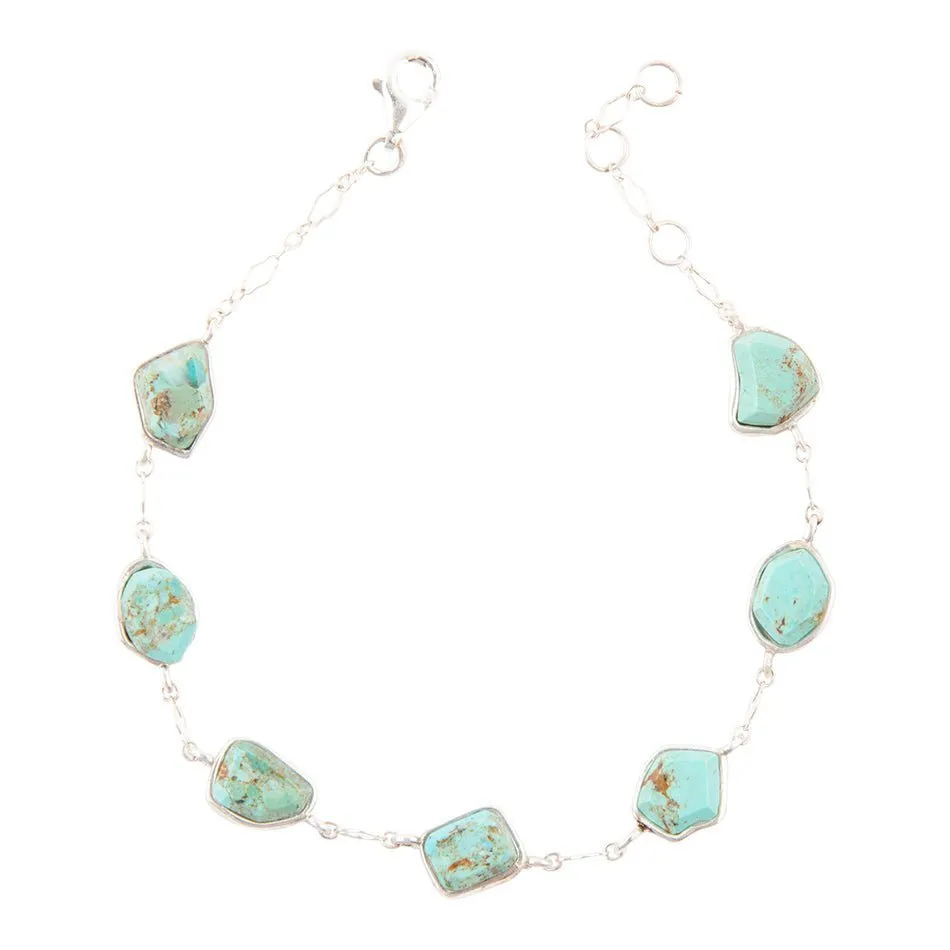 Blue Turquoise and Silver Line Bracelet sold by Barse