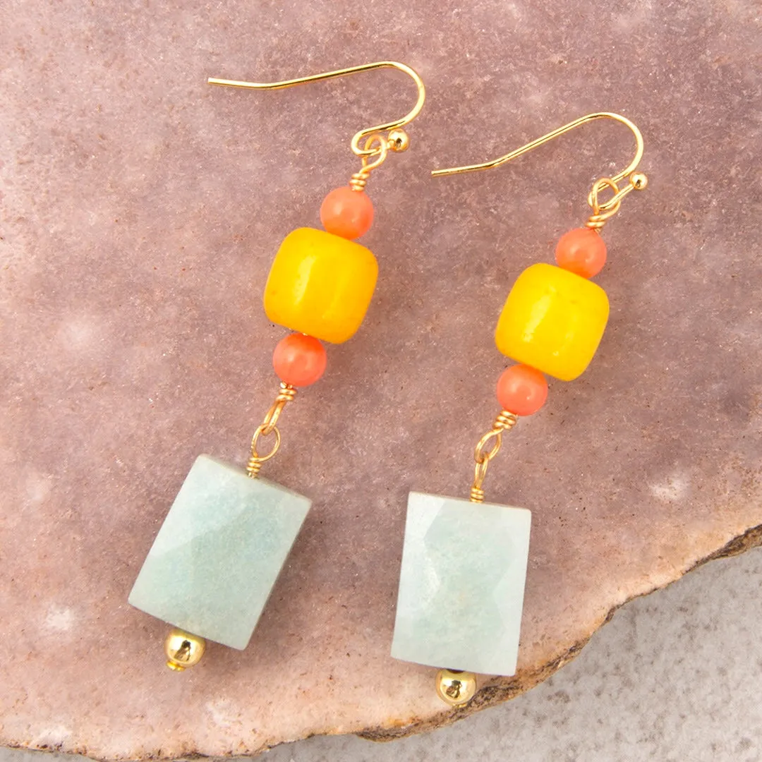 Sunrise Meadows Blue Amazonite Golden Drop Earrings sold by Barse product image thumbnail 3