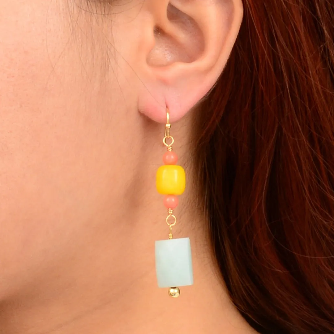 Sunrise Meadows Blue Amazonite Golden Drop Earrings sold by Barse product image thumbnail 2
