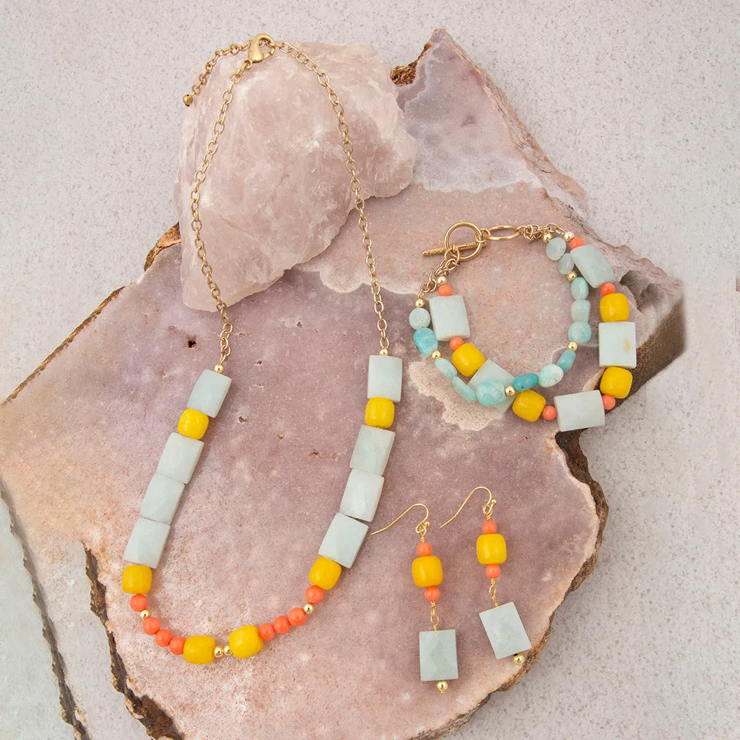 Sunrise Meadows Blue Amazonite Golden Drop Earrings sold by Barse product image thumbnail 5