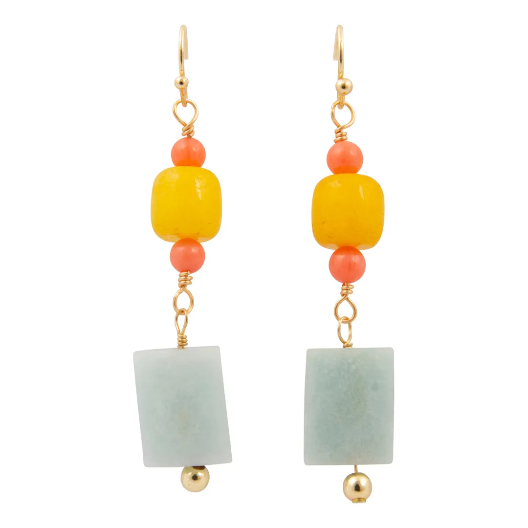 Sunrise Meadows Blue Amazonite Golden Drop Earrings sold by Barse