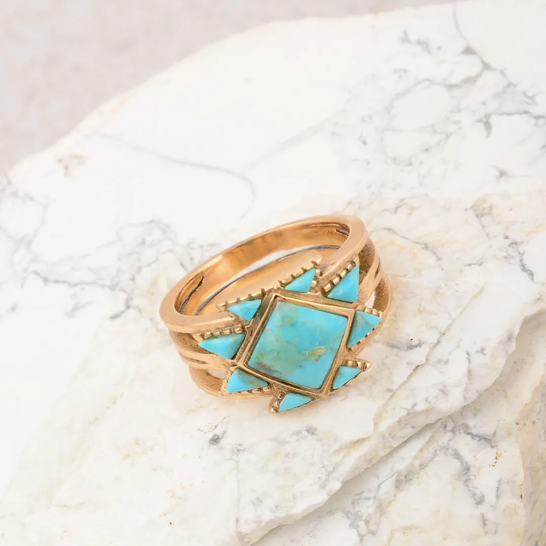 Sharp Blue Turquoise and Golden Ring sold by Barse product image thumbnail 3
