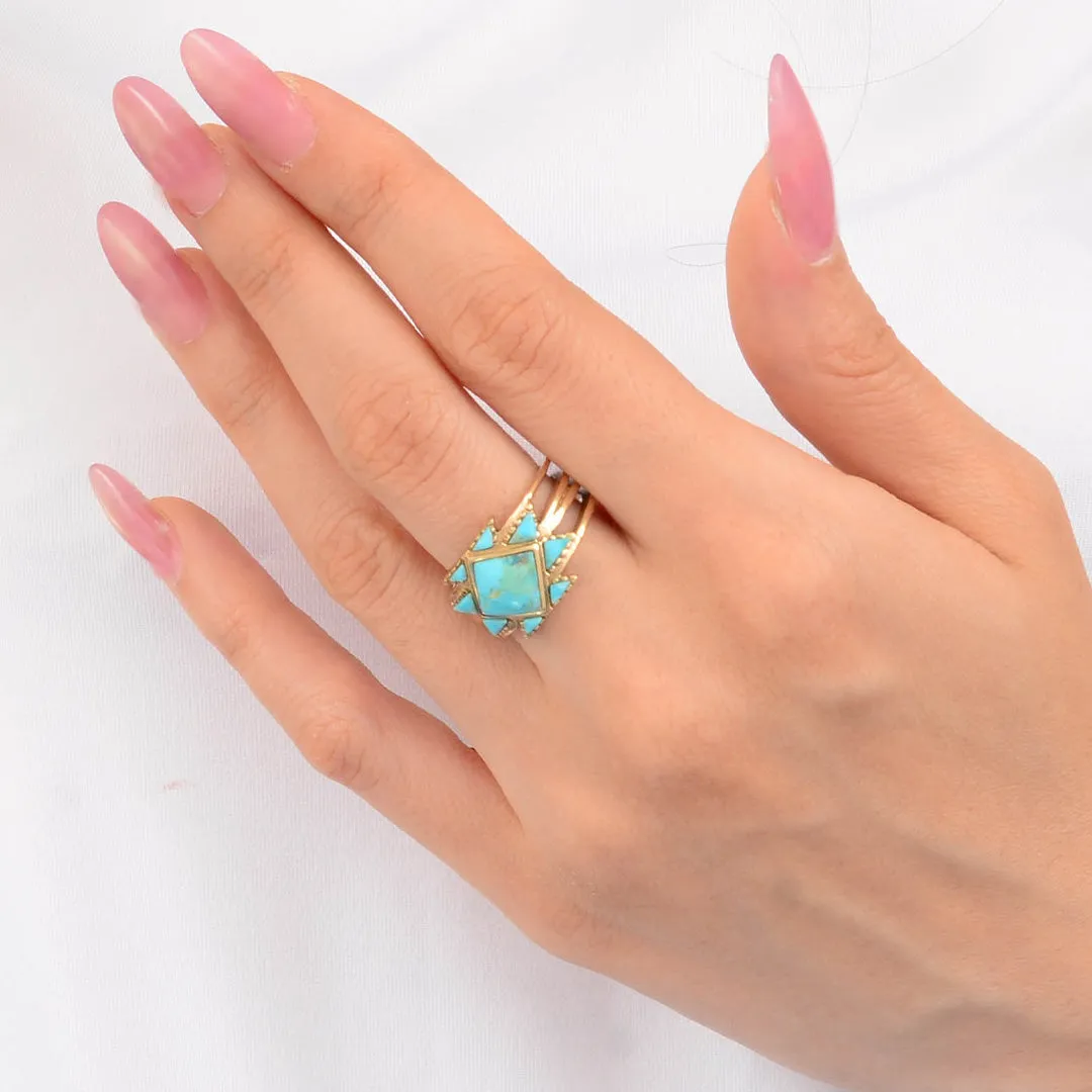 Sharp Blue Turquoise and Golden Ring sold by Barse product image thumbnail 2