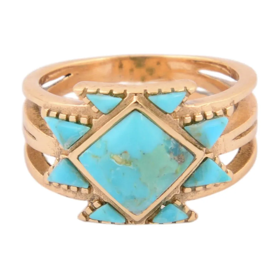 Sharp Blue Turquoise and Golden Ring sold by Barse product image thumbnail 4