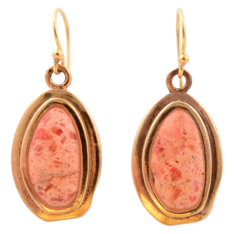 Oasis Orange Coral Golden Drop Earrings made by Barse