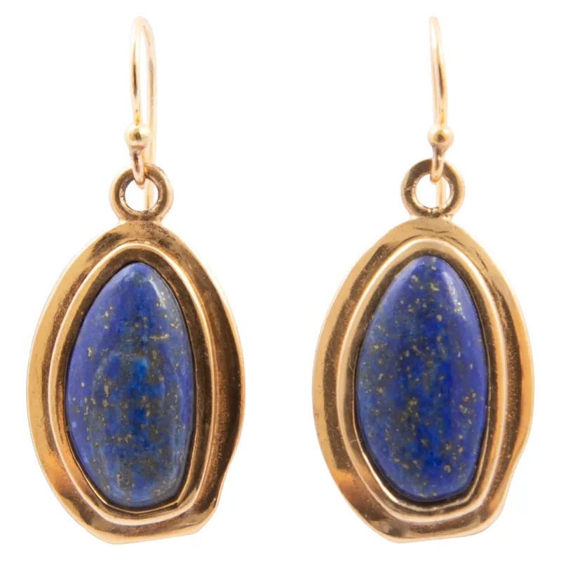 Oasis Blue Lapis Golden Drop Earrings made by Barse