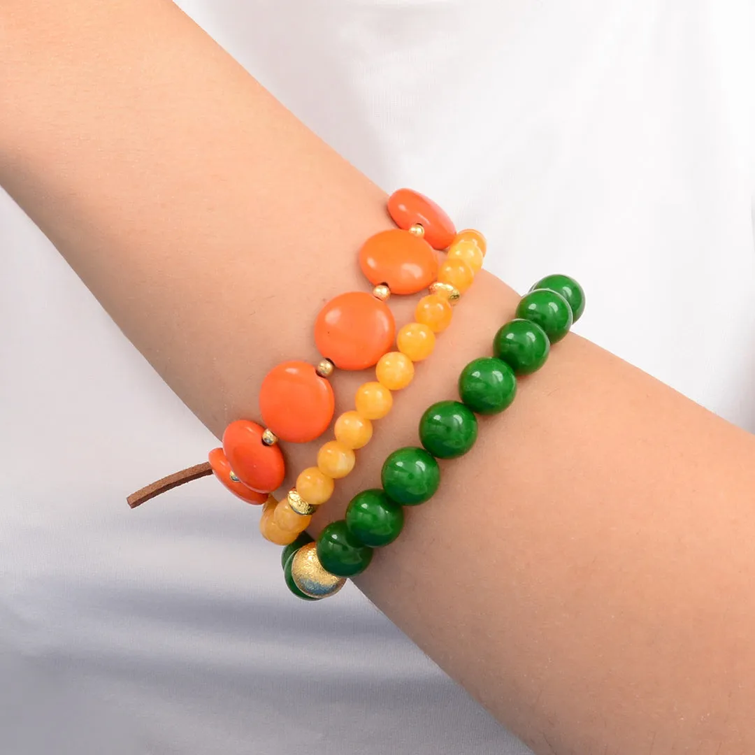 Piper Orange and Lime Green Magnesite Golden Bracelet Set sold by Barse product image thumbnail 2