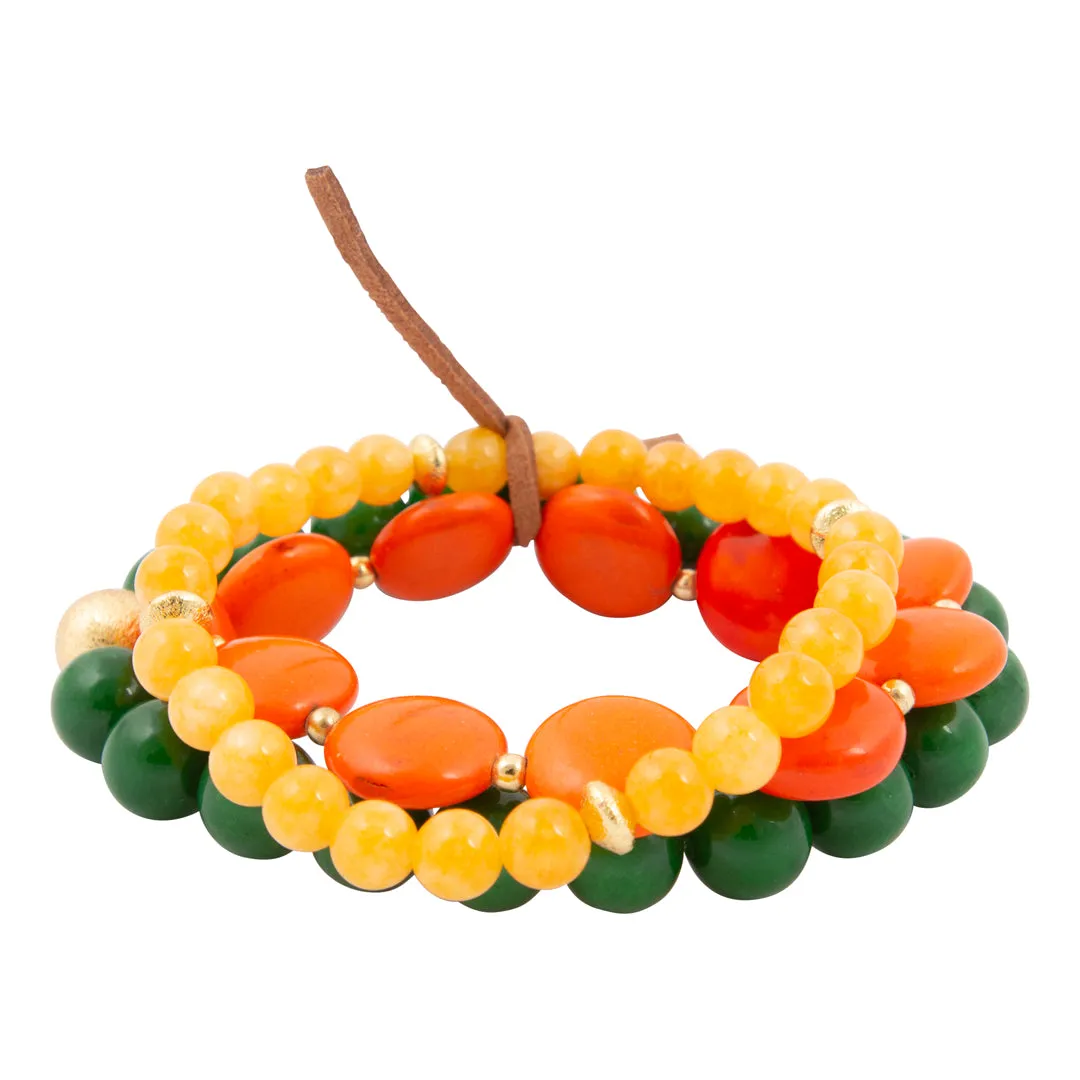 Piper Orange and Lime Green Magnesite Golden Bracelet Set sold by Barse product image thumbnail 4