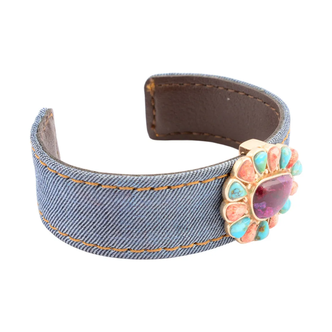 Painted Desert Blue and Purple Turquoise Golden Denim Cuff Bracelet sold by Barse product image thumbnail 4