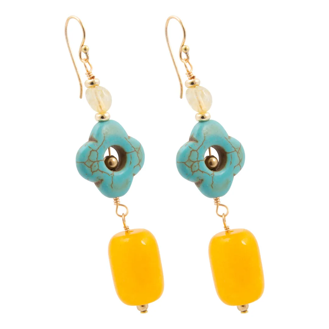 Oasis Blue Magnesite and Citrine Golden Earrings sold by Barse product image thumbnail 4