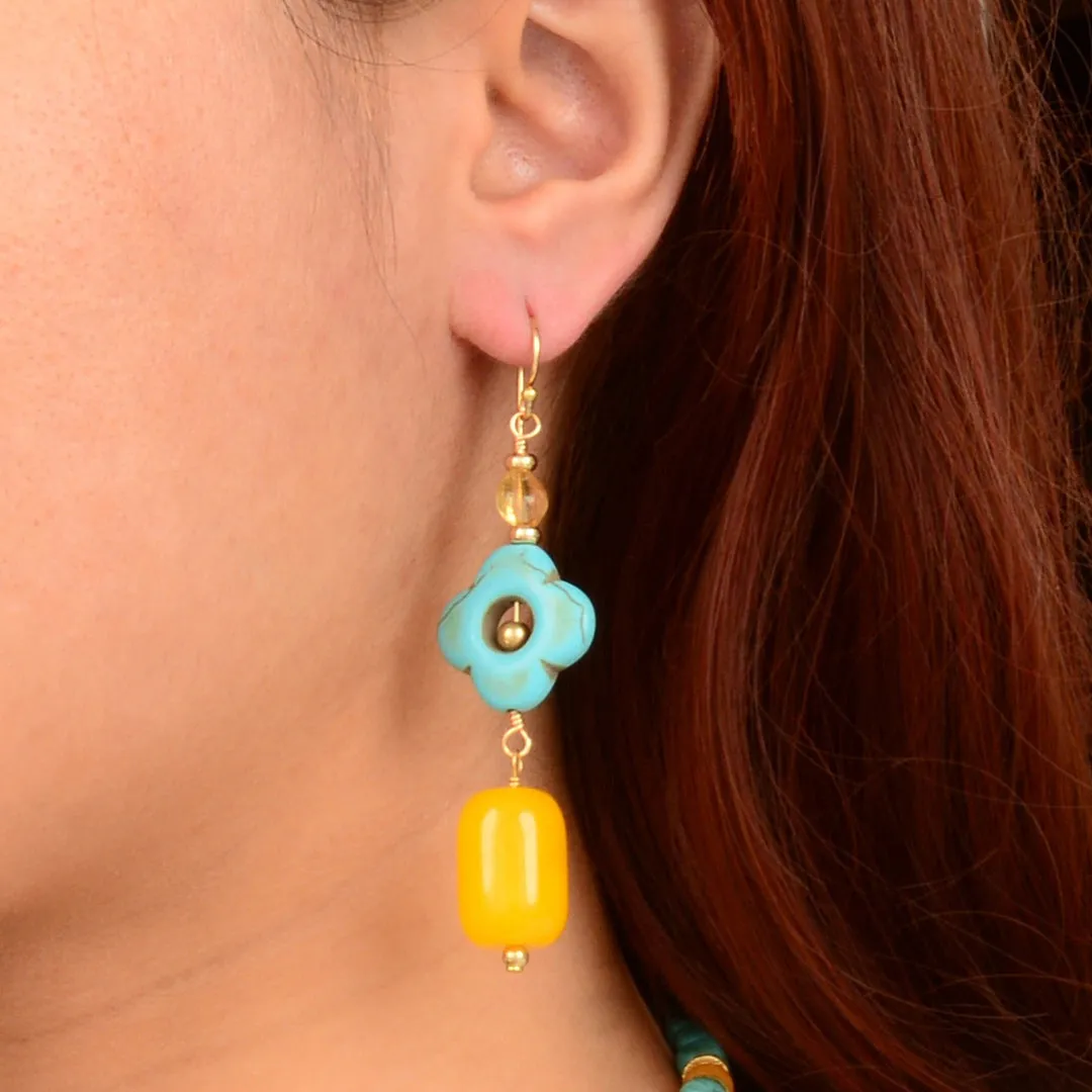 Oasis Blue Magnesite and Citrine Golden Earrings sold by Barse product image thumbnail 2