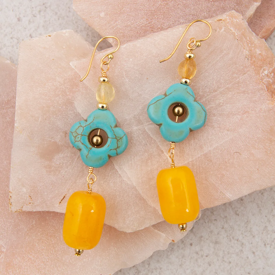 Oasis Blue Magnesite and Citrine Golden Earrings sold by Barse product image thumbnail 3