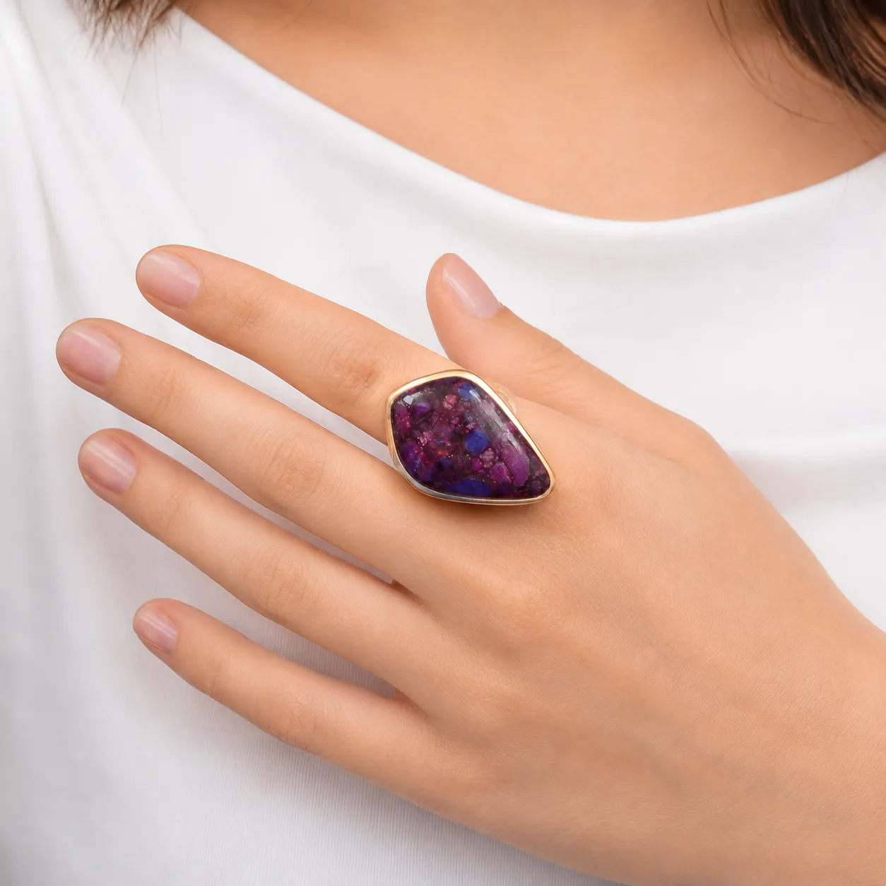 Purple Turquoise Golden Arrowhead Statement Ring sold by Barse product image thumbnail 2