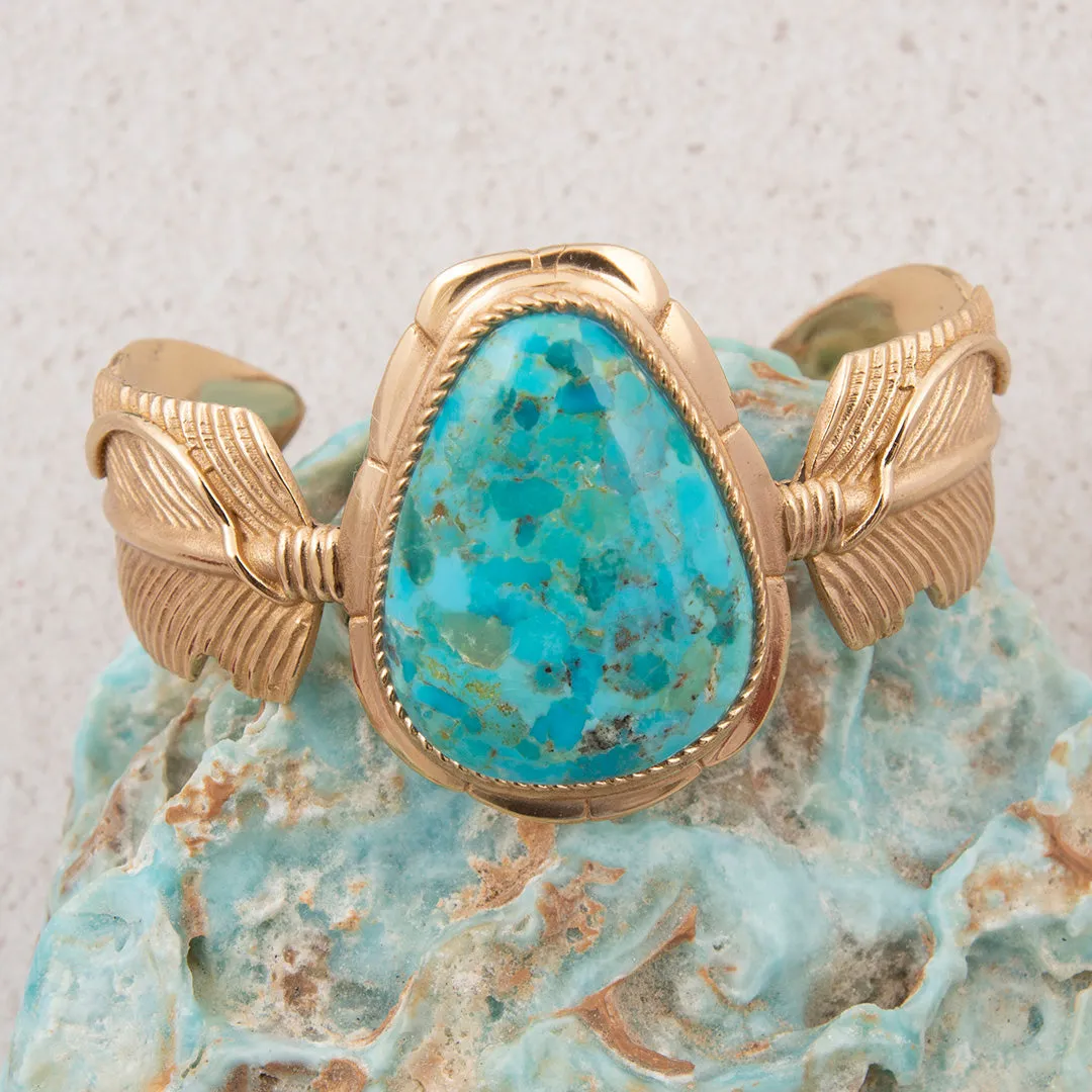 Desert Plume Blue Turquoise Golden Statement Cuff Bracelet sold by Barse product image thumbnail 3