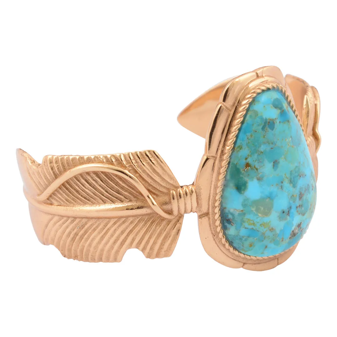 Desert Plume Blue Turquoise Golden Statement Cuff Bracelet sold by Barse product image thumbnail 4