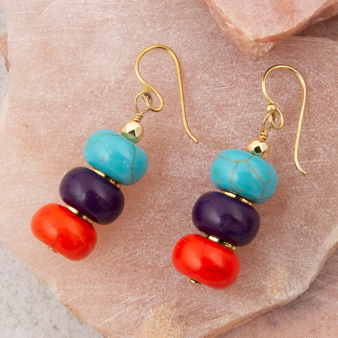 Painted Desert Orange and Purple Magnesite Golden Drop Earrings sold by Barse product image thumbnail 3