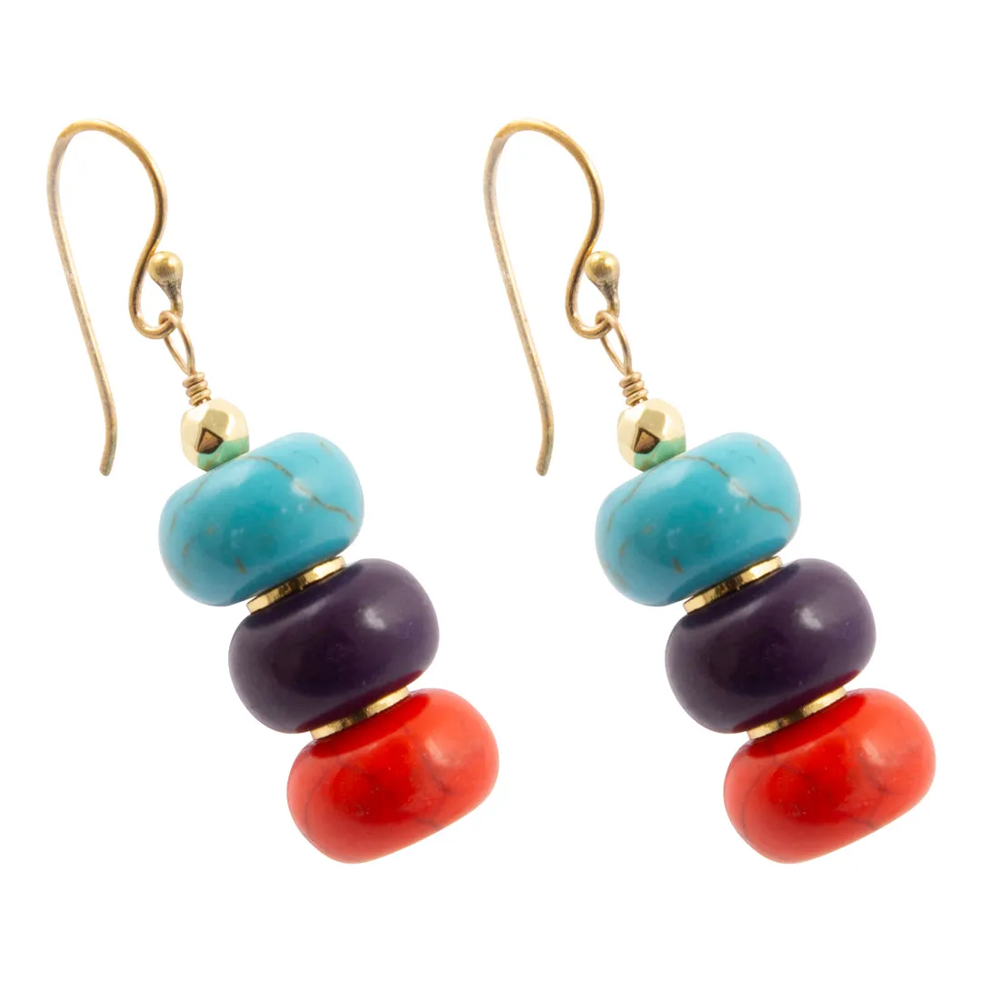 Painted Desert Orange and Purple Magnesite Golden Drop Earrings sold by Barse product image thumbnail 5