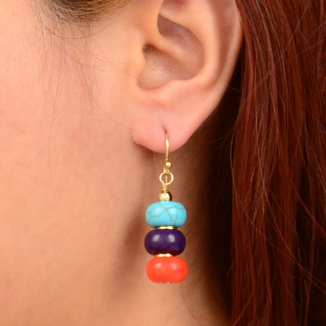 Painted Desert Orange and Purple Magnesite Golden Drop Earrings sold by Barse product image thumbnail 4