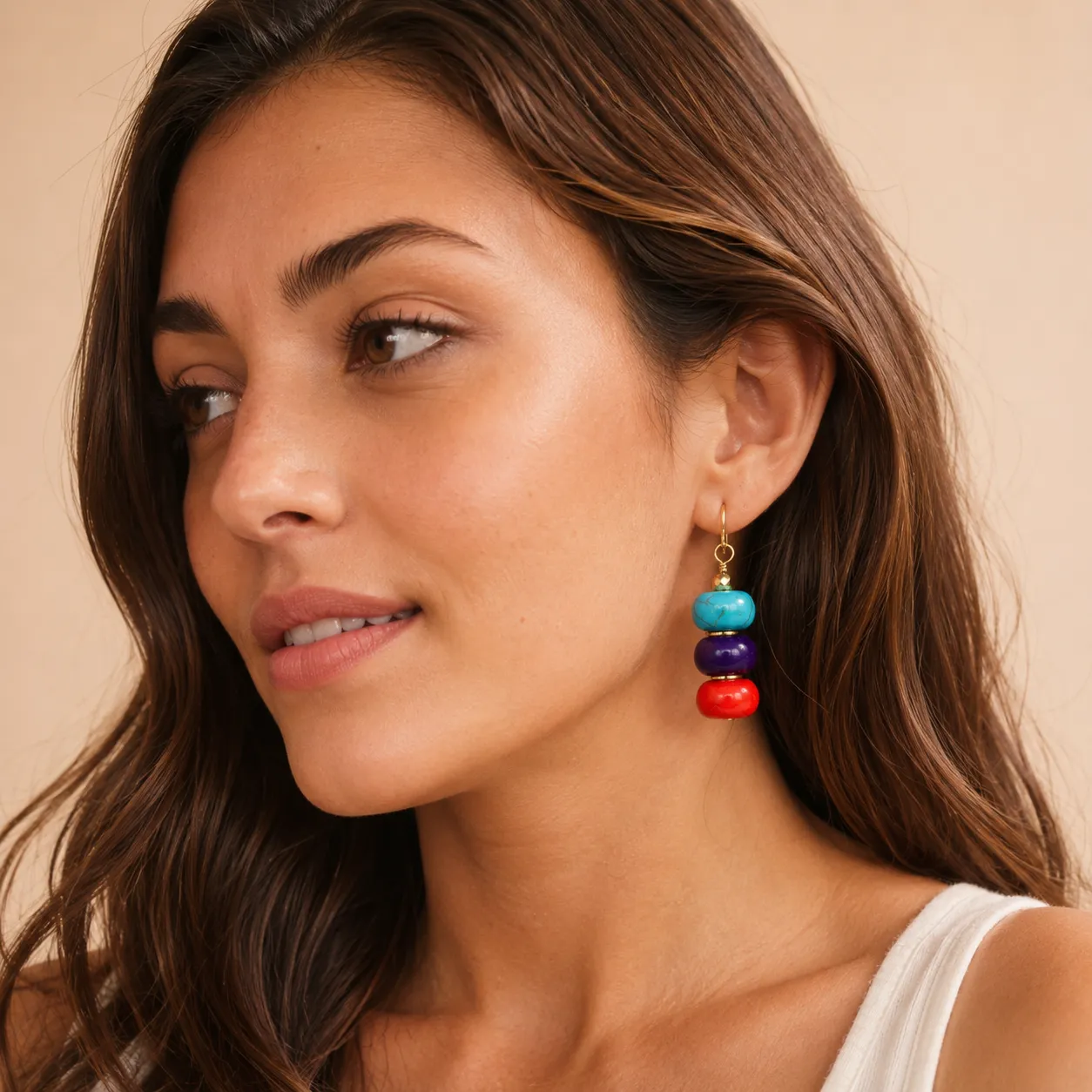Painted Desert Orange and Purple Magnesite Golden Drop Earrings sold by Barse product image thumbnail 2