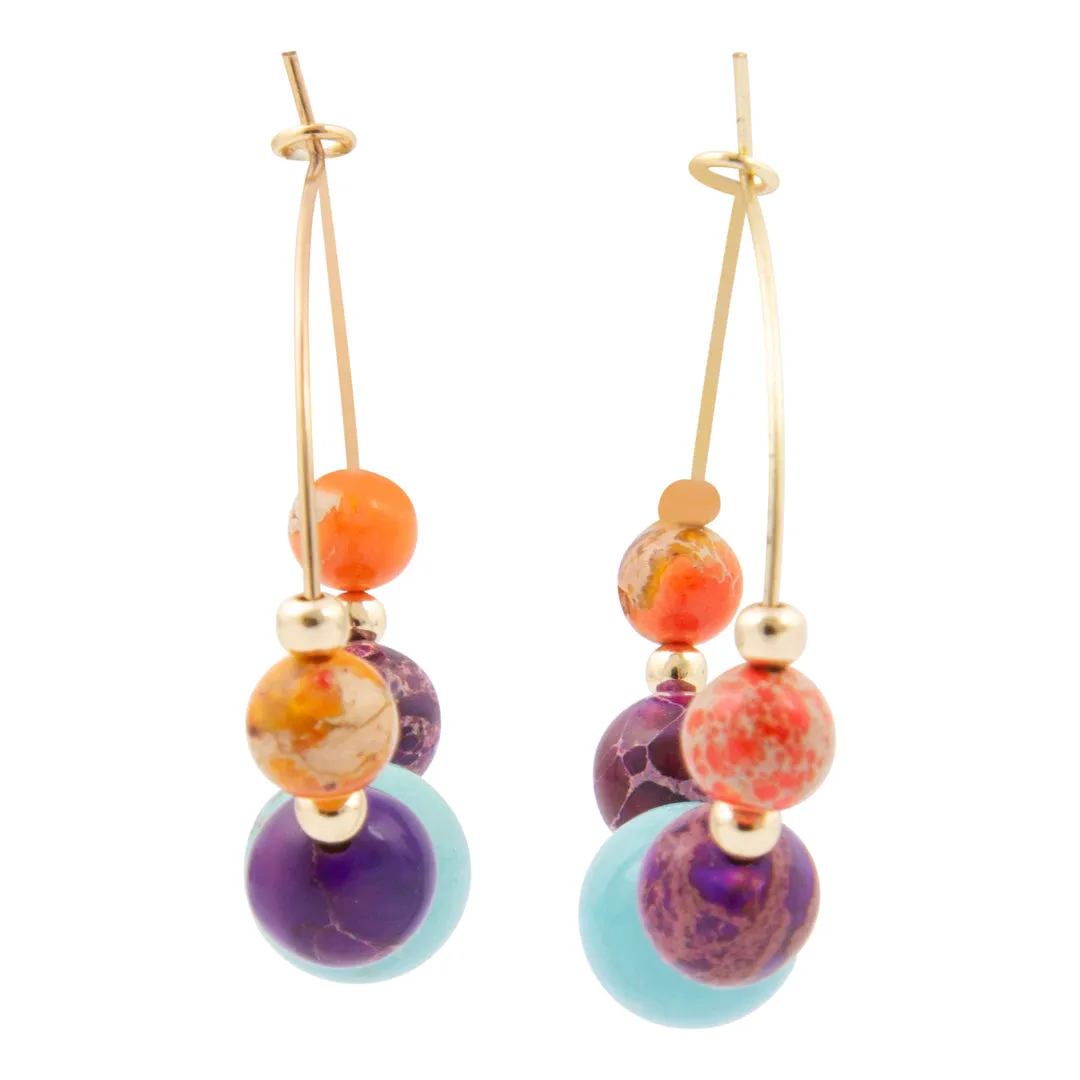 Painted Desert Magnesite Purple and Orange Golden Hoop Earrings sold by Barse product image thumbnail 4