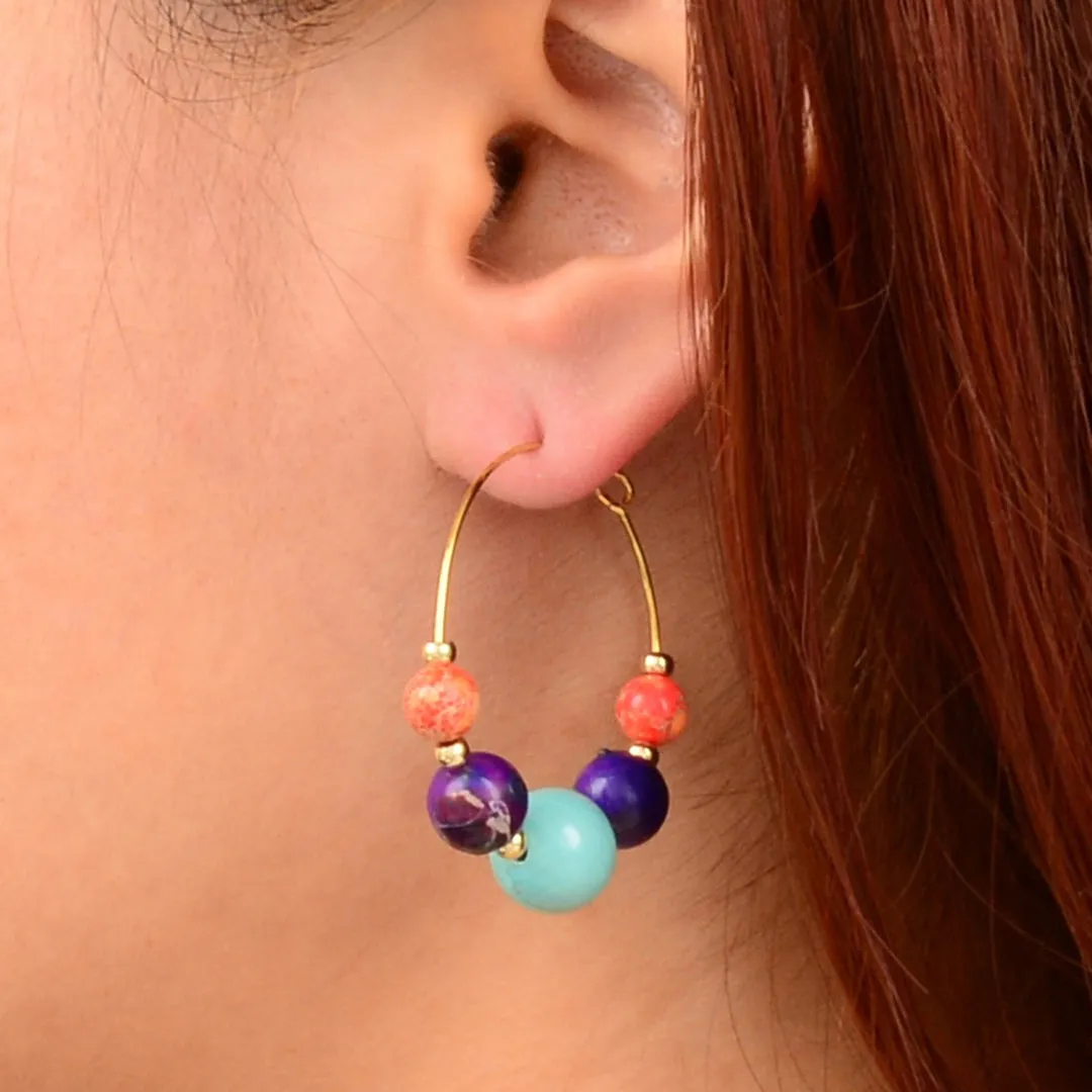 Painted Desert Magnesite Purple and Orange Golden Hoop Earrings sold by Barse product image thumbnail 2