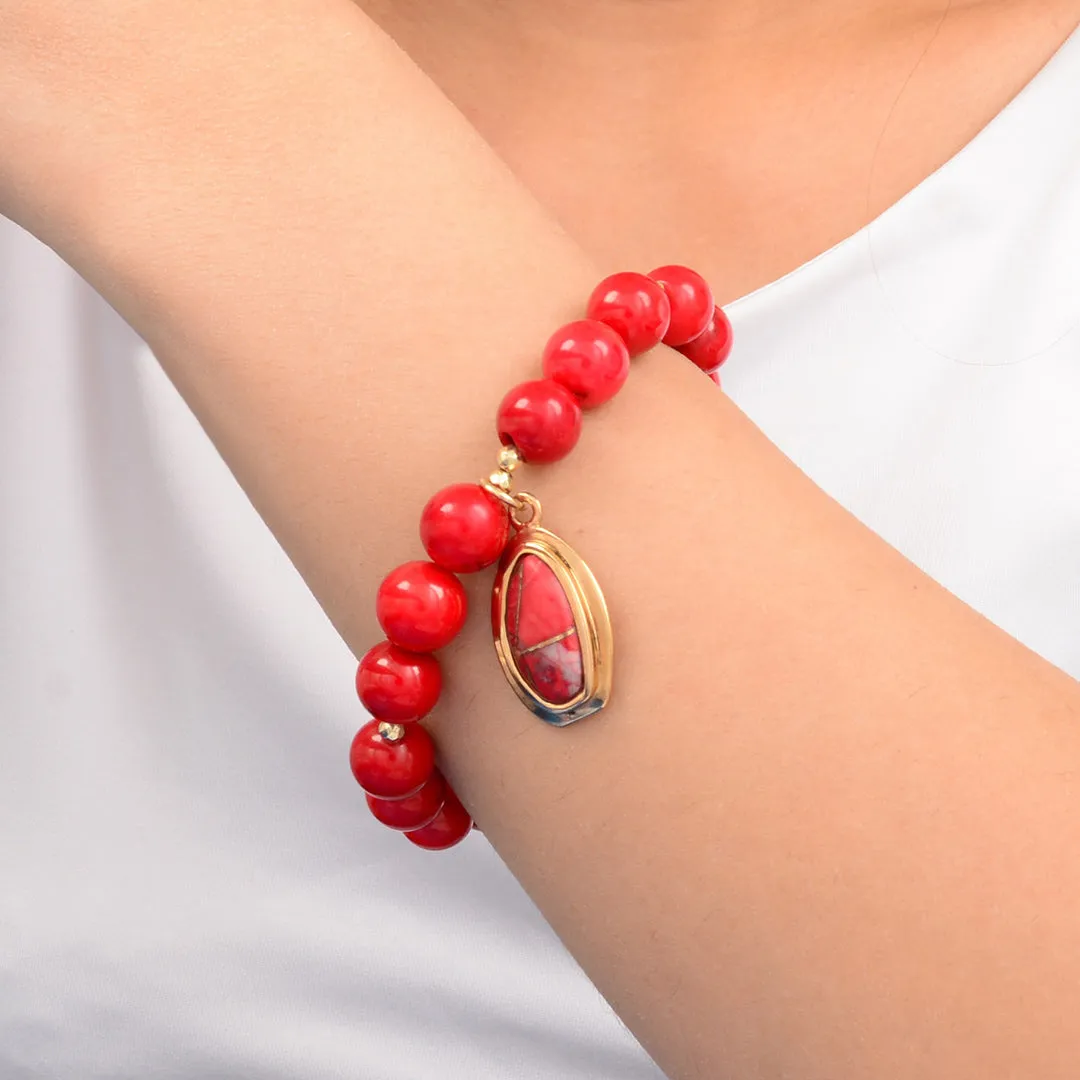 Oasis Red Magnesite Golden Charm Bracelet sold by Barse product image thumbnail 2